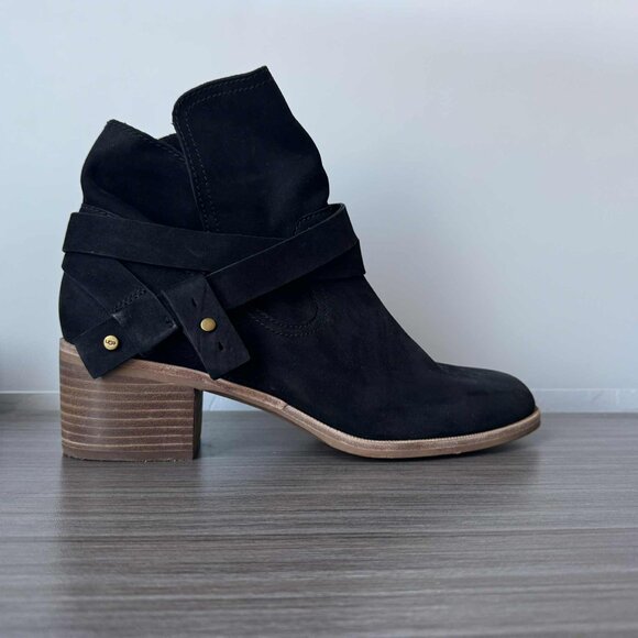 UGG Women's Elora Zip Up Ankle Boots Bootie Size 11 $175 in Black Suede - Picture 9 of 11